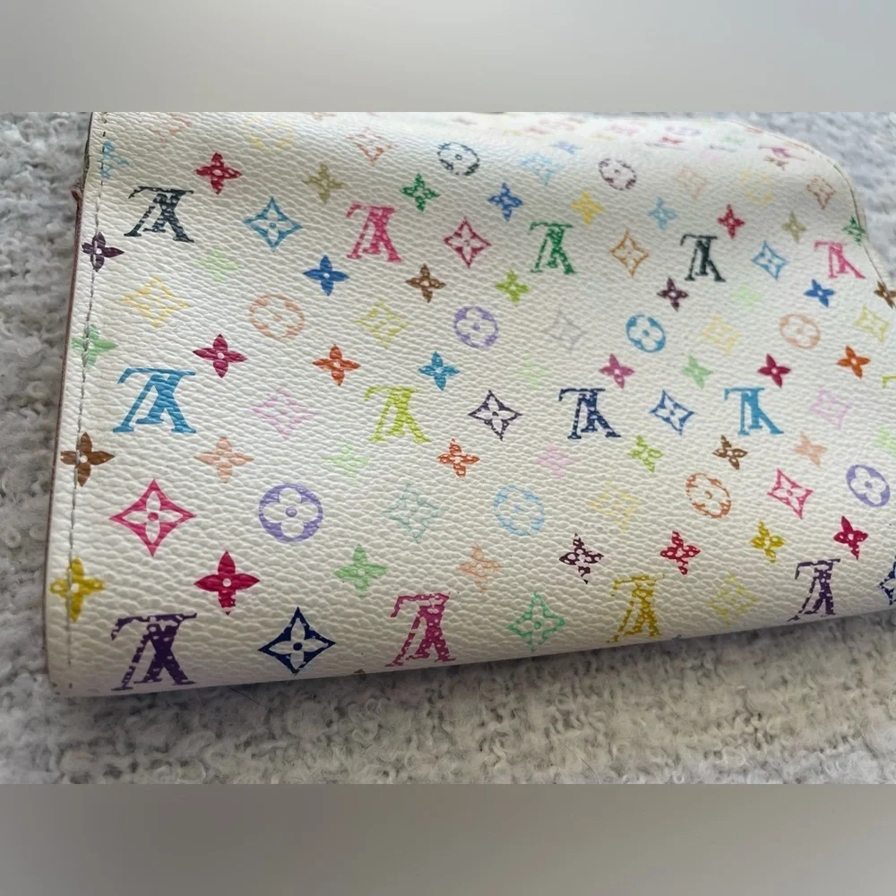 LOUIS VUITTON Takashi Murakami Wallet, Box, Dust Bag, Gift Bag. & FREE Chain EUC